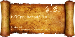 Hápp Borbála névjegykártya